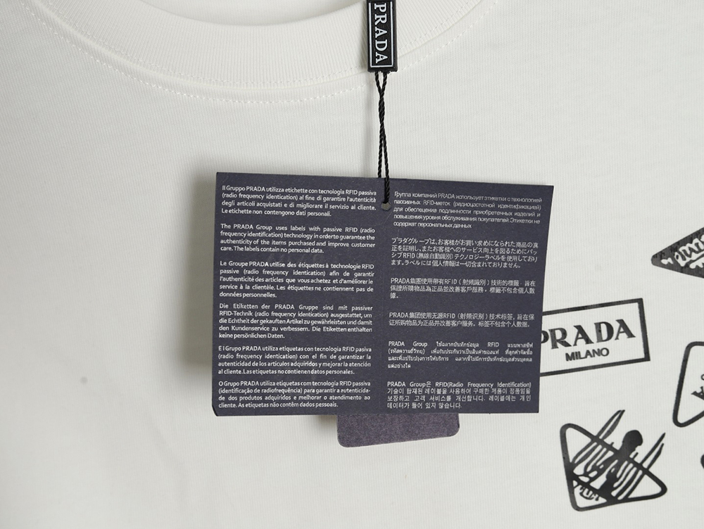 Pra*a multi-logo printed short-sleeved t-shirt