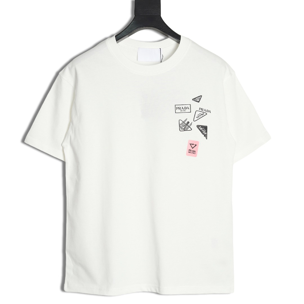 Pra*a multi-logo printed short-sleeved t-shirt