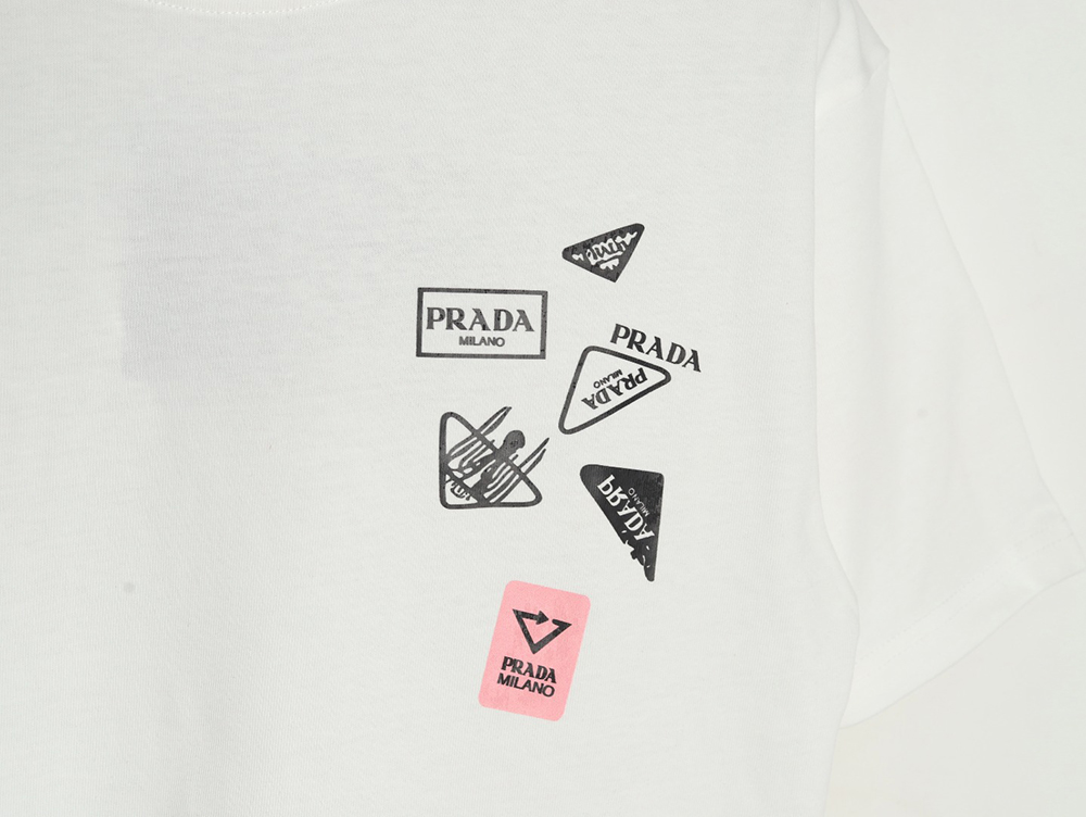 Pra*a multi-logo printed short-sleeved t-shirt
