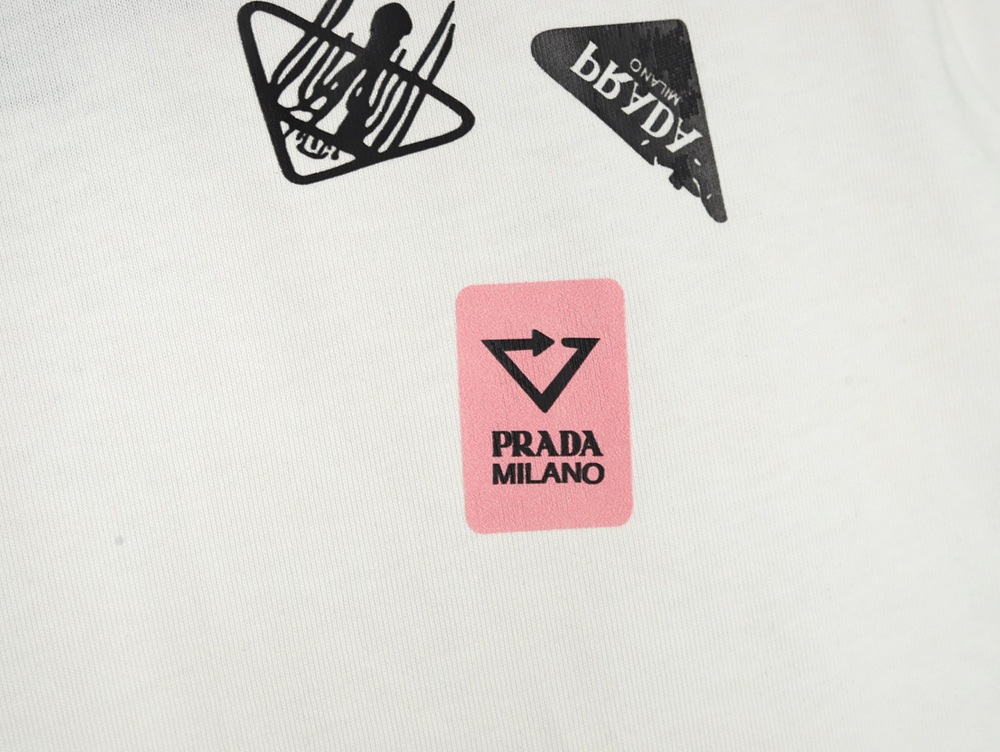 Pra*a multi-logo printed short-sleeved t-shirt