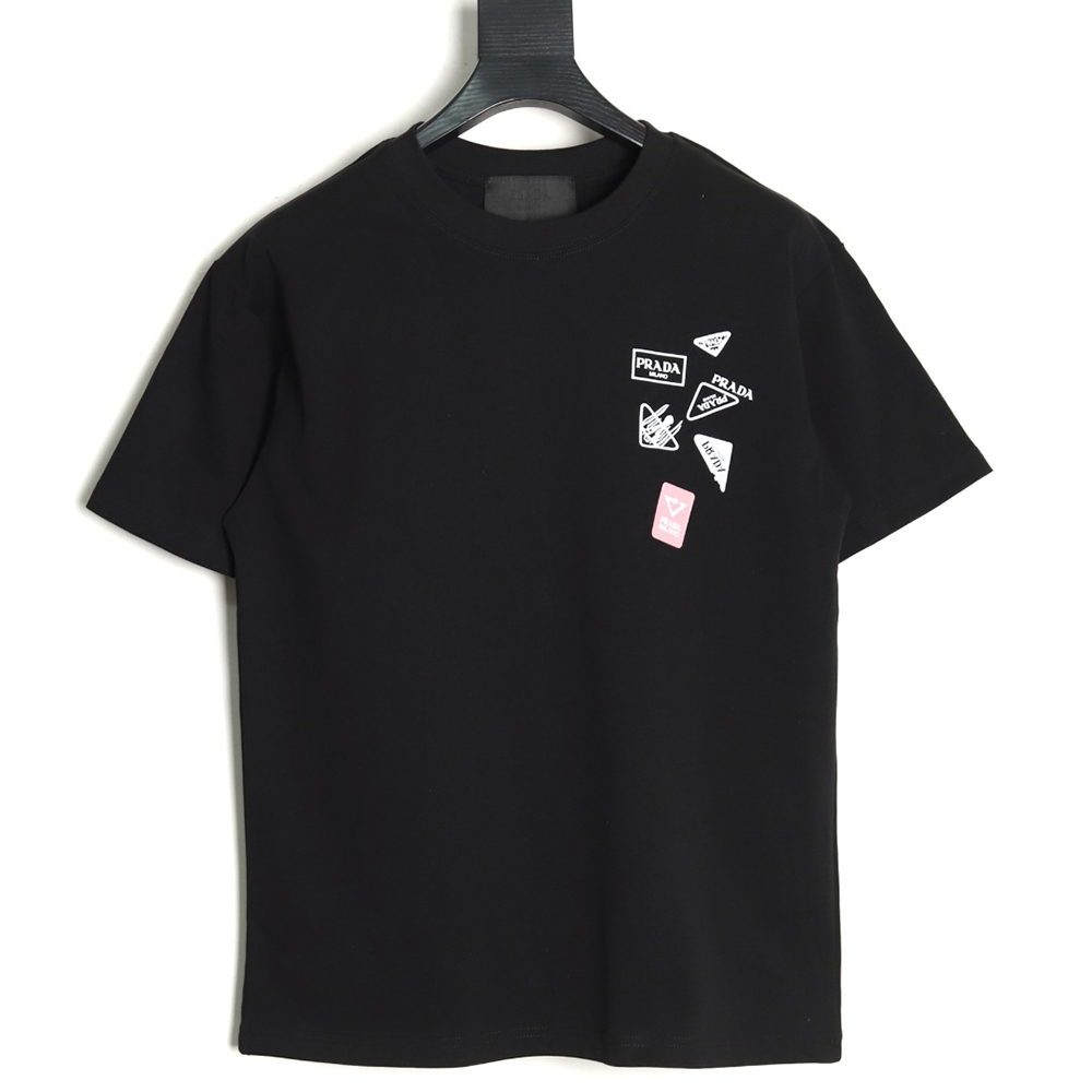 Pra*a multi-logo printed short-sleeved t-shirt tsk1
