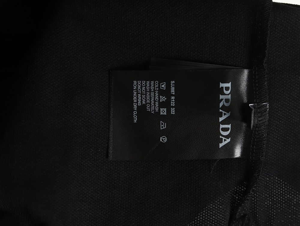 Pra*a red stripe triangle half zip short sleeve polo shirt