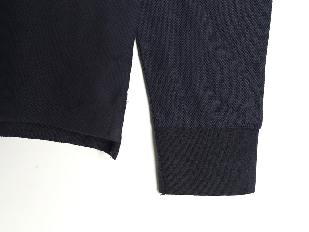 B**rry check lapel long sleeve polo shirt navy