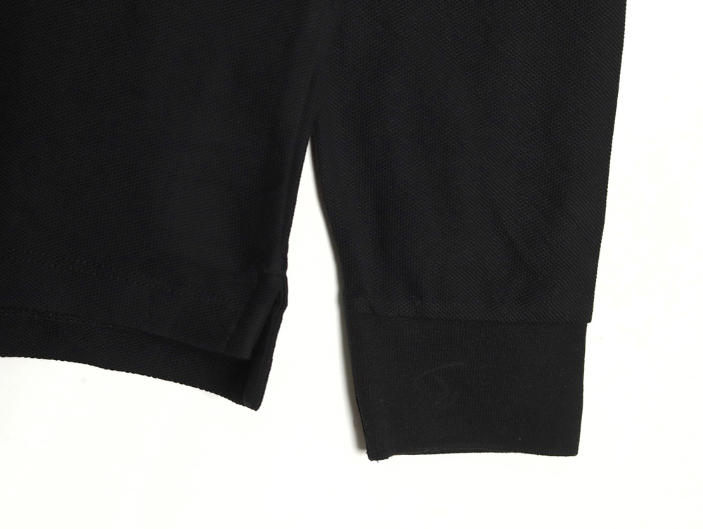 B**rry check lapel long sleeve polo shirt black