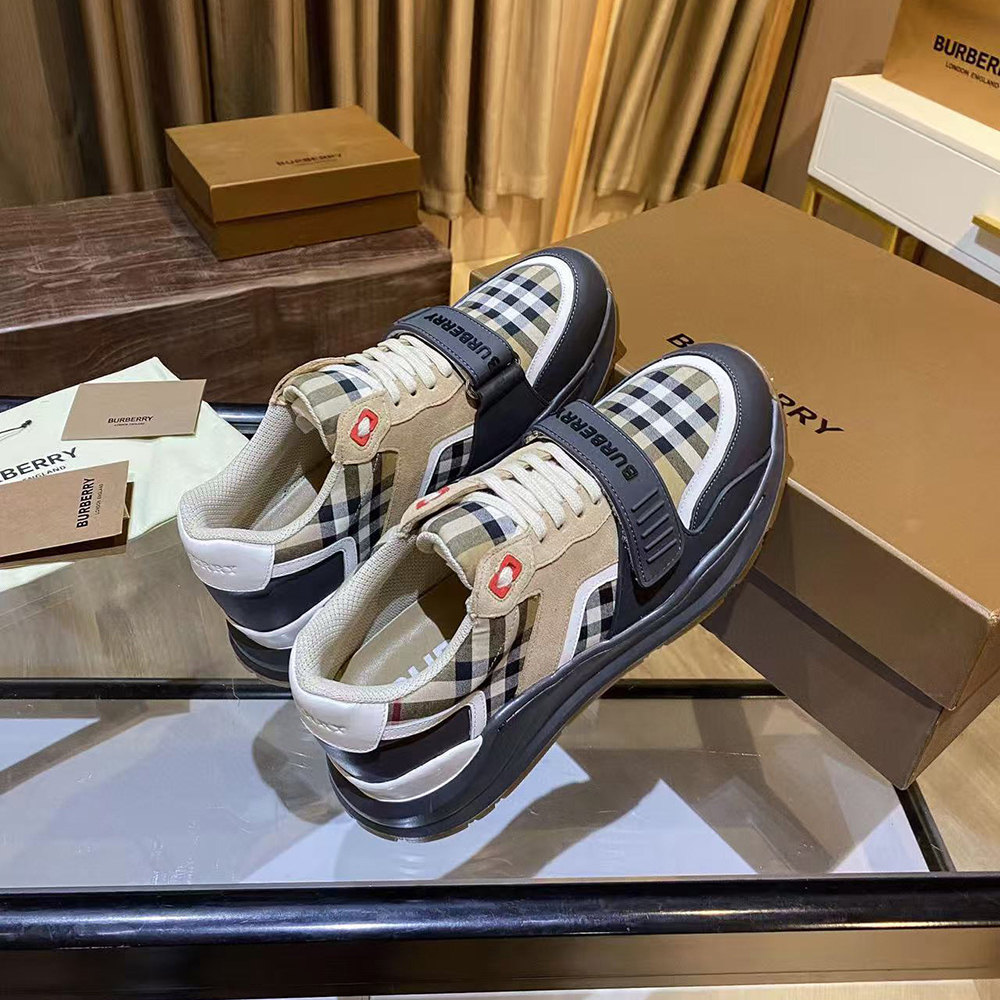 B**rry ramsey vintage check suede leather sneakers