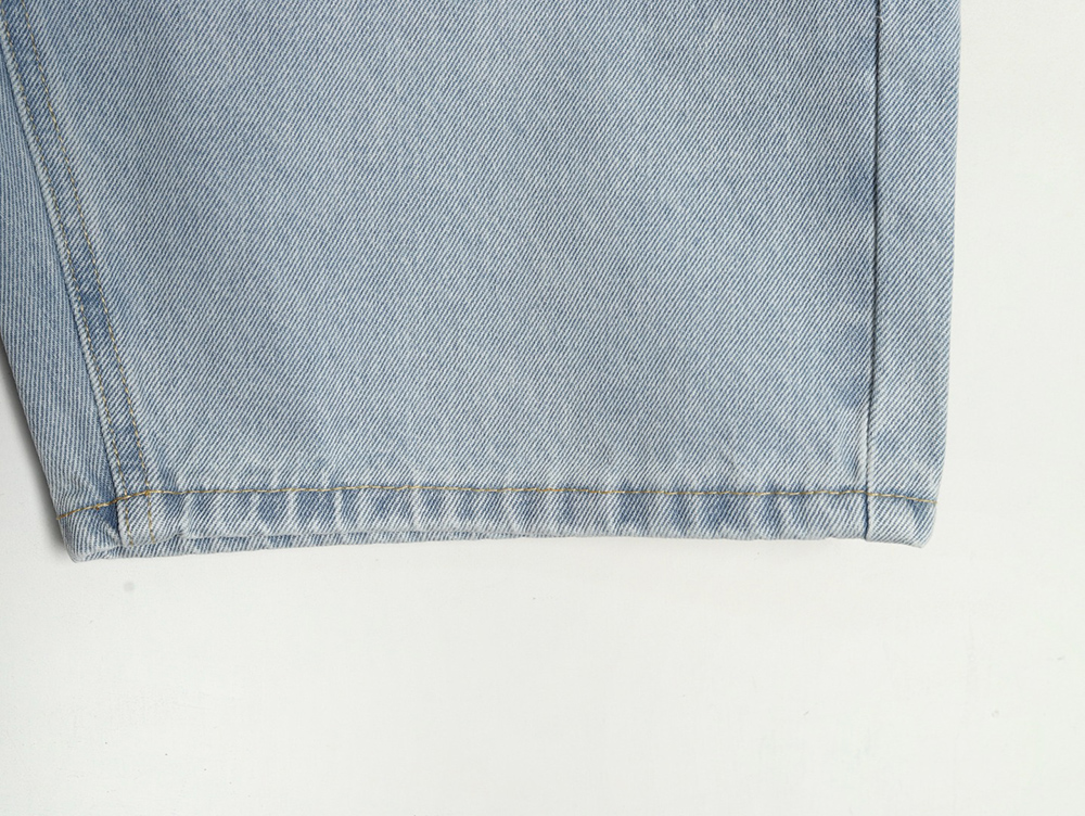 G*u*i double g print washed blue denim shorts