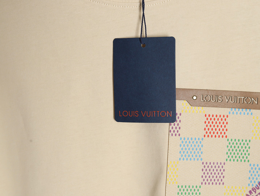 l0*is V*t0n checkerboard leather patches pocket short sleeves