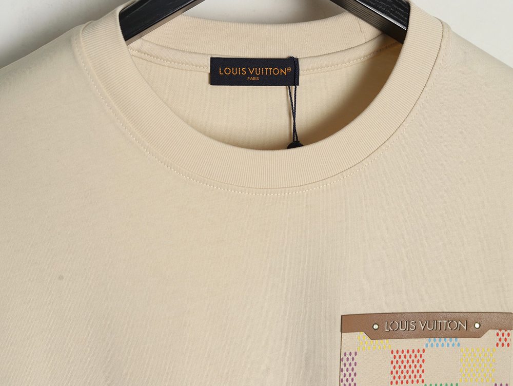 l0*is V*t0n checkerboard leather patches pocket short sleeves