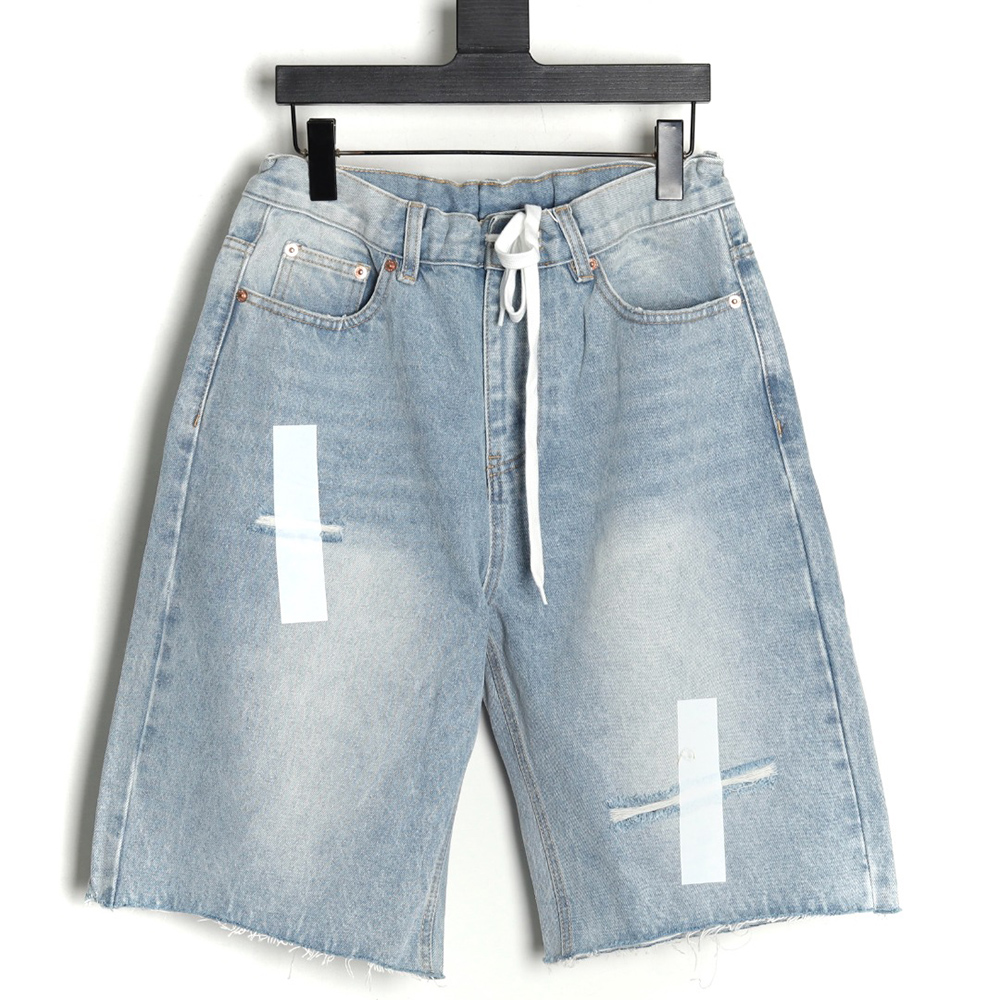 ma*s*n Ma*i*la masking paper white tape ripped five-point denim shorts