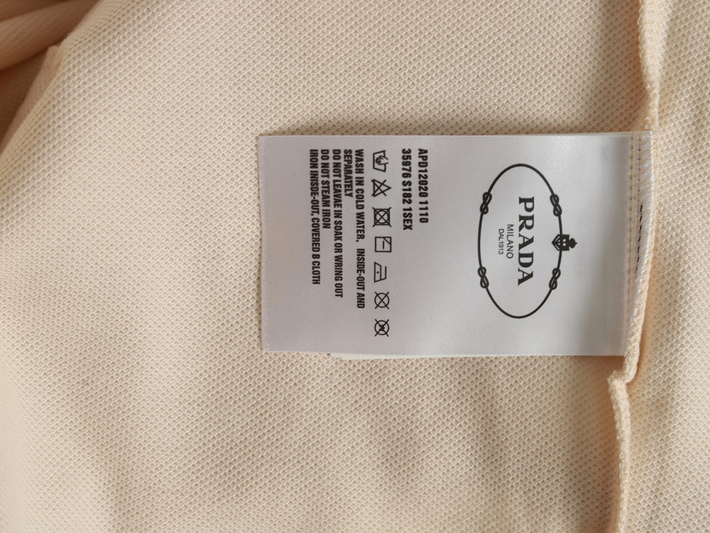 Pra*a chest triangle logo double bars short sleeve polo shirt