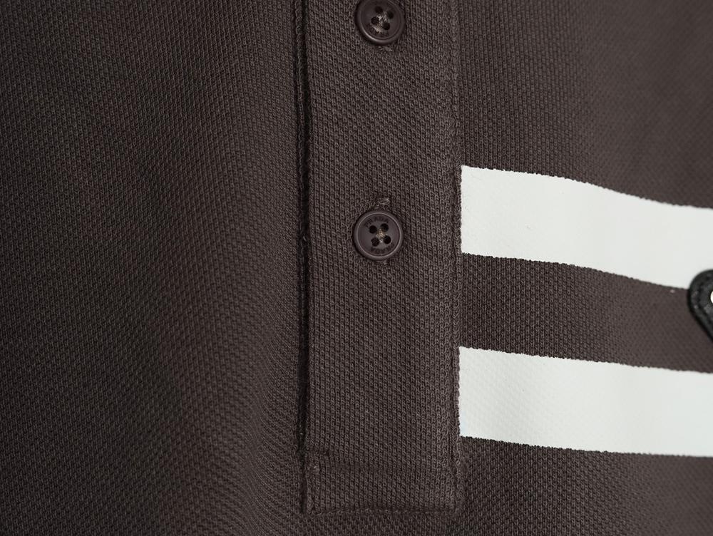 Pra*a chest triangle logo double bars short sleeve polo shirt tsk1