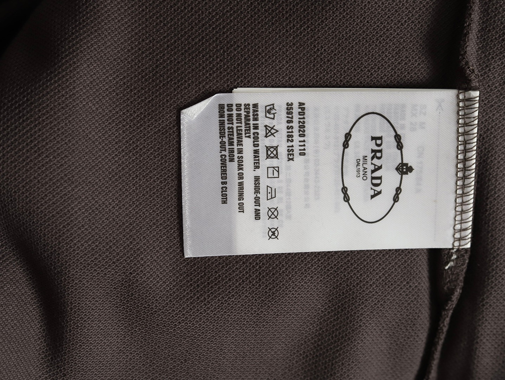 Pra*a chest triangle logo double bars short sleeve polo shirt tsk1