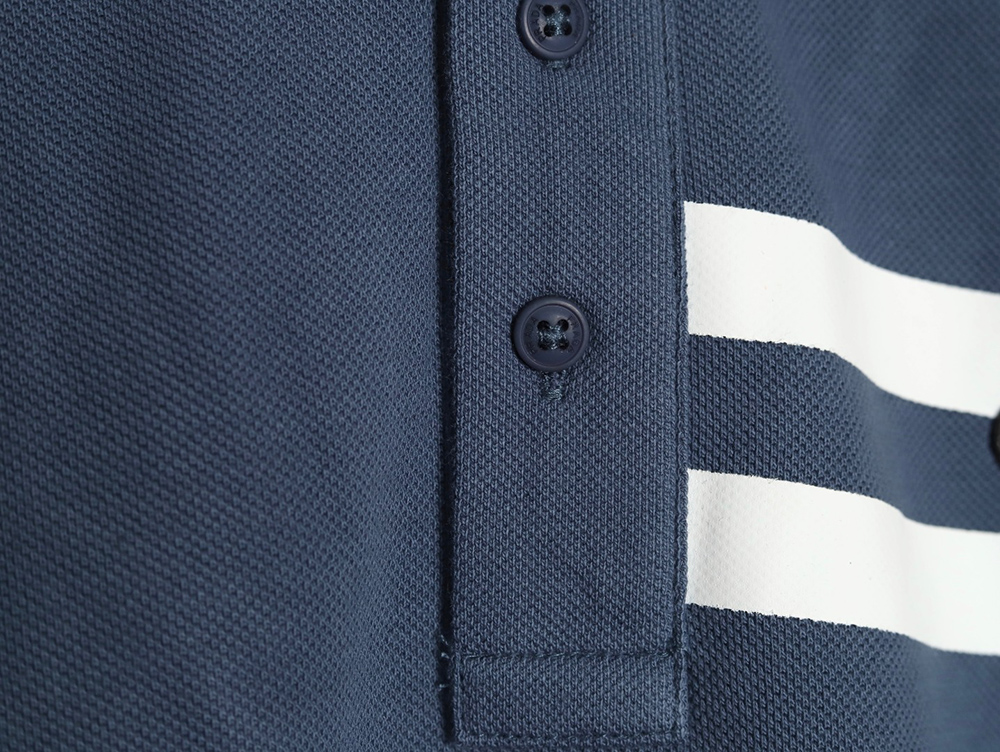 Pra*a chest triangle logo double bars short sleeve polo shirt tsk2