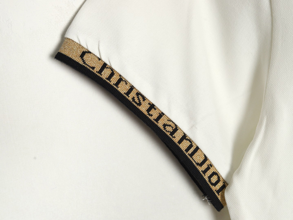 D*or cd gold embroidered letters polo short sleeve