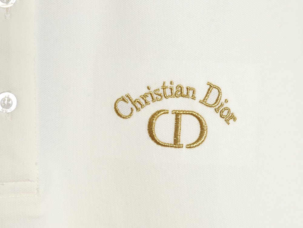D*or cd gold embroidered letters polo short sleeve