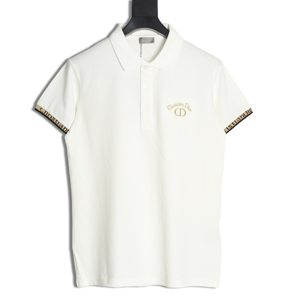 D*or cd gold embroidered letters polo short sleeve