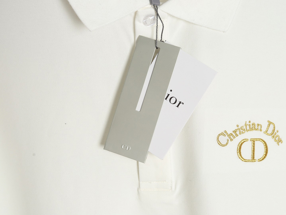 D*or cd gold embroidered letters polo short sleeve