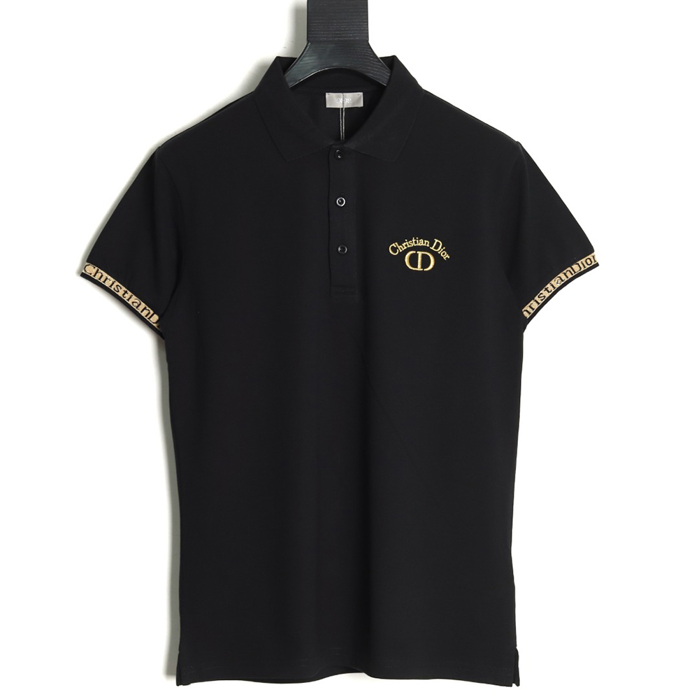 D*or cd gold embroidered letters polo short sleeve tsk1