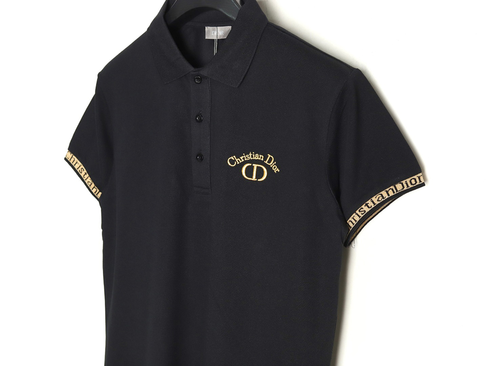 D*or cd gold embroidered letters polo short sleeve tsk1