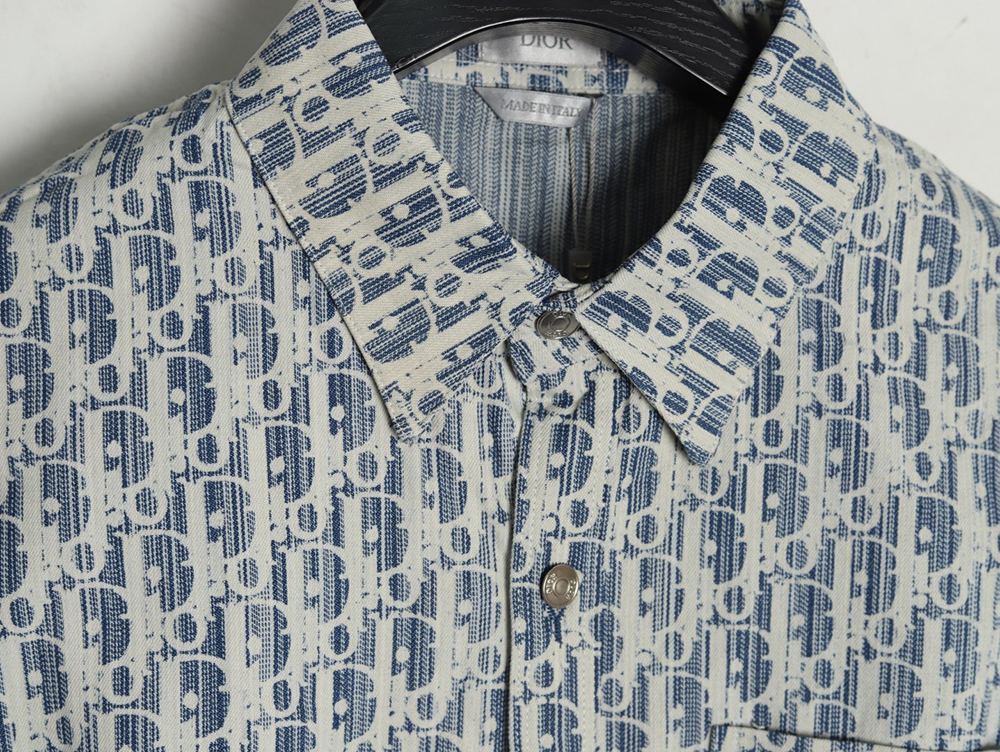 D*or all over print jacquard denim short sleeve shirt