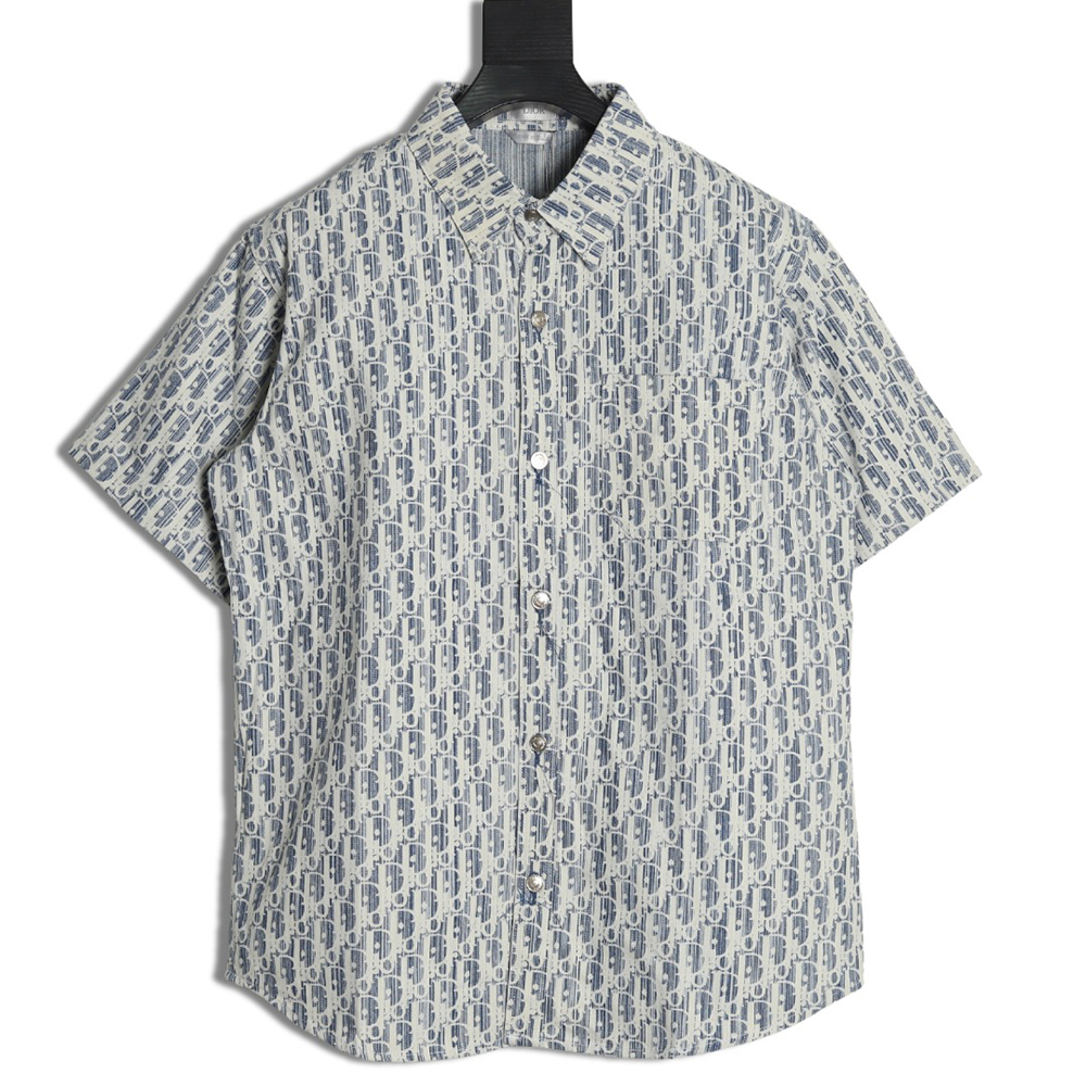 D*or all over print jacquard denim short sleeve shirt