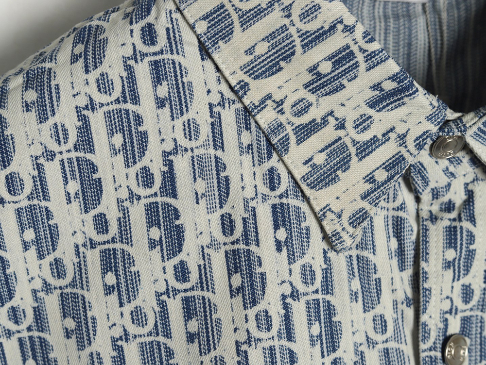 D*or all over print jacquard denim short sleeve shirt
