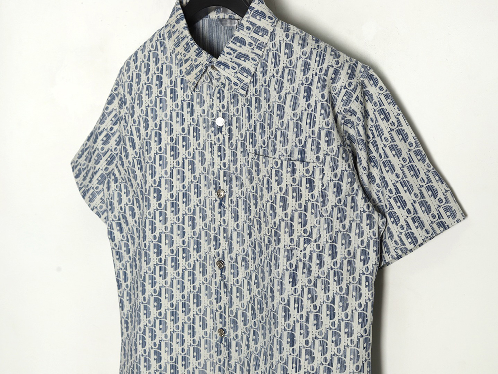D*or all over print jacquard denim short sleeve shirt
