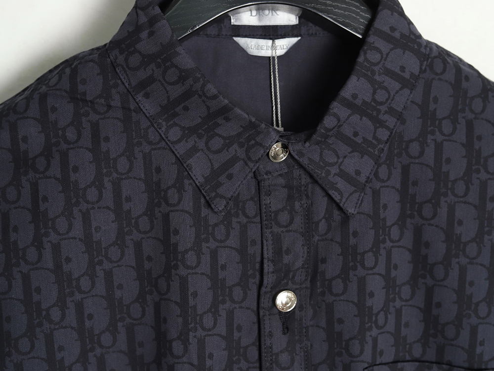 D*or all over print jacquard denim short sleeve shirt tsk1