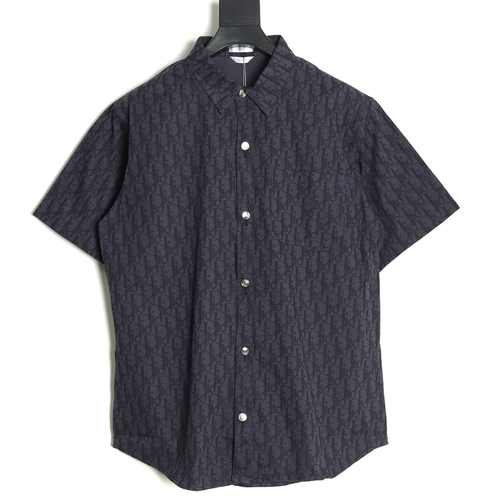 D*or all over print jacquard denim short sleeve shirt tsk1