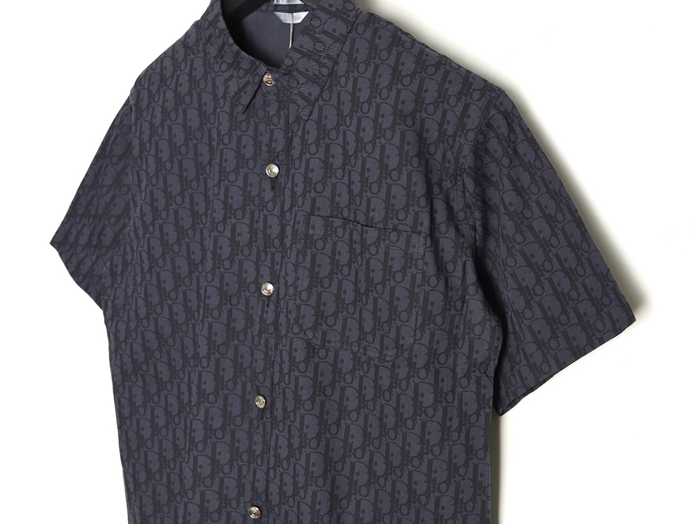 D*or all over print jacquard denim short sleeve shirt tsk1