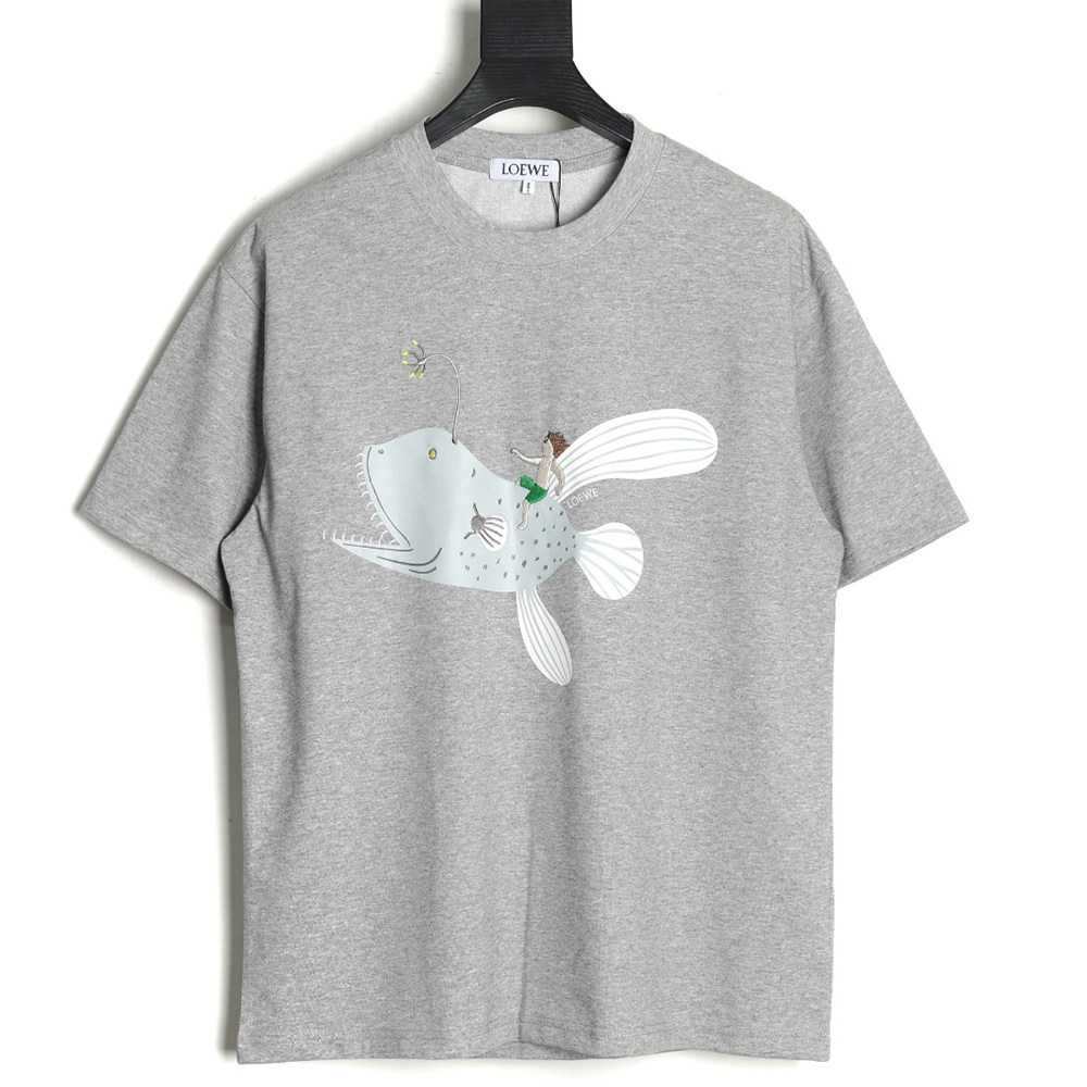 L0ew* whale print embroidered short sleeve