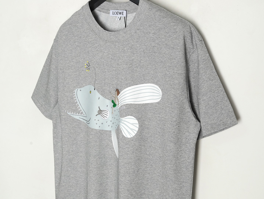 L0ew* whale print embroidered short sleeve