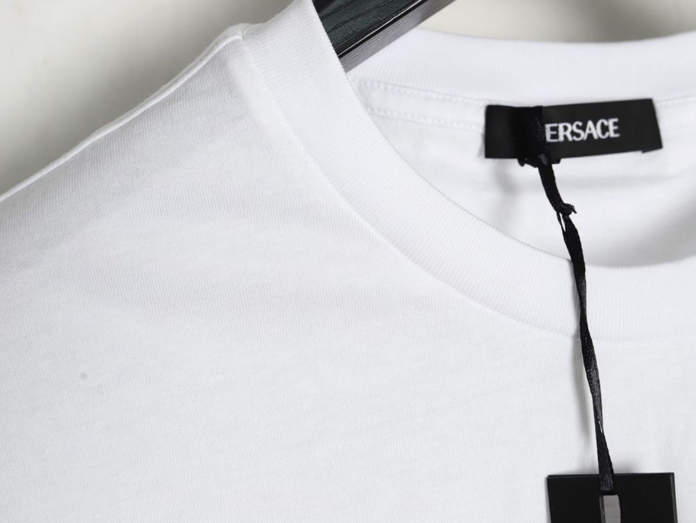 Versace Gold Logo Embroidered Short Sleeve T-Shirt