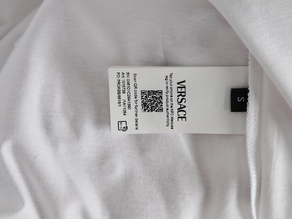 Versace Gold Logo Embroidered Short Sleeve T-Shirt