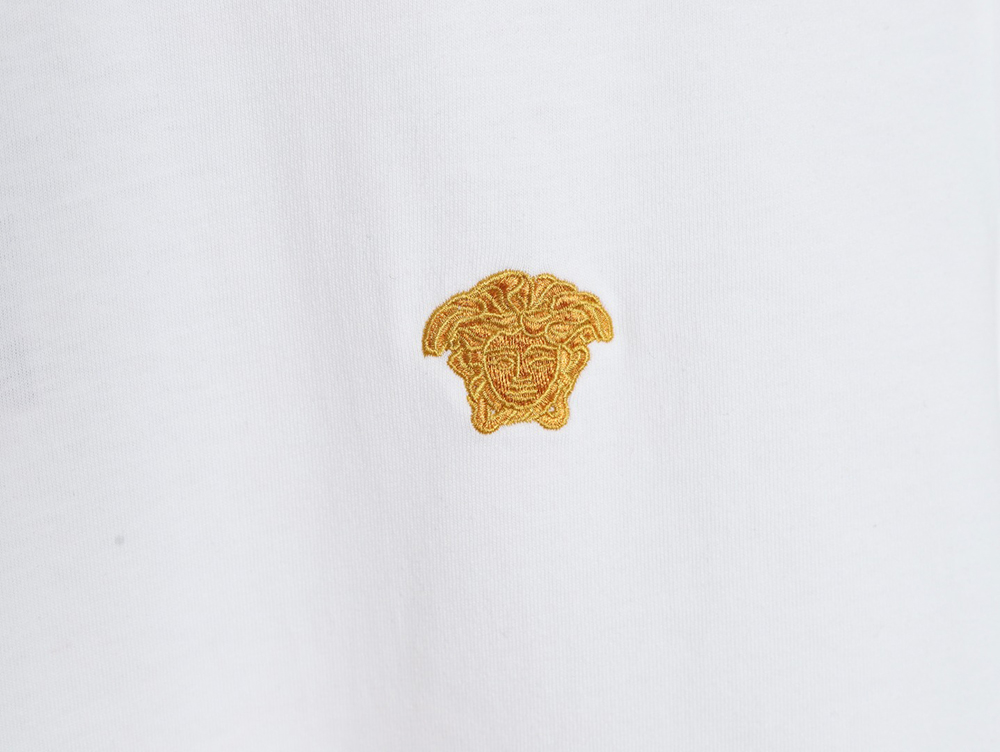 Versace Gold Logo Embroidered Short Sleeve T-Shirt