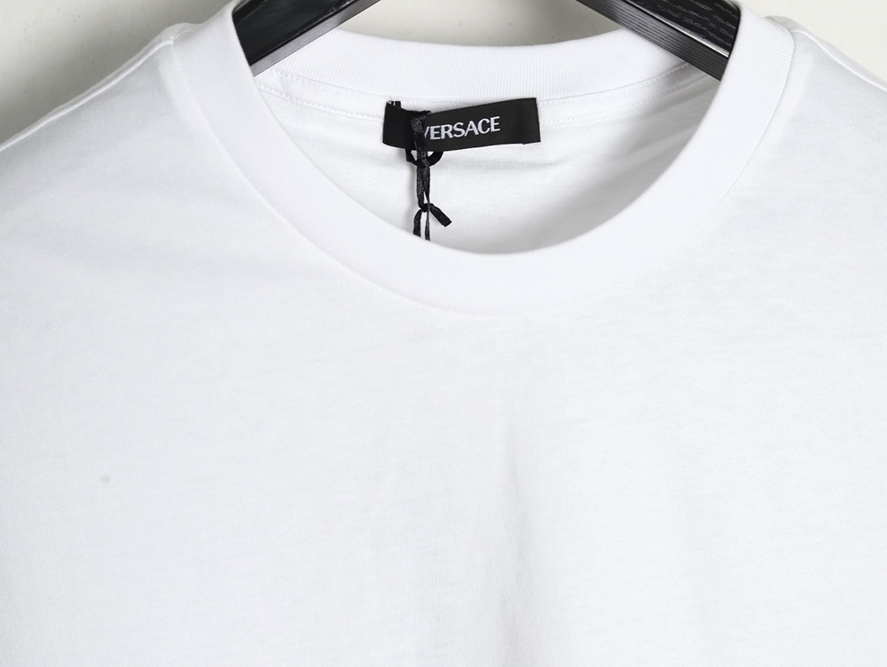 Versace Gold Logo Embroidered Short Sleeve T-Shirt