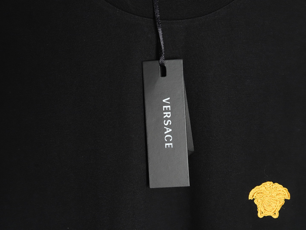 Versace Gold Logo Embroidered Short Sleeve T-Shirt tsk1