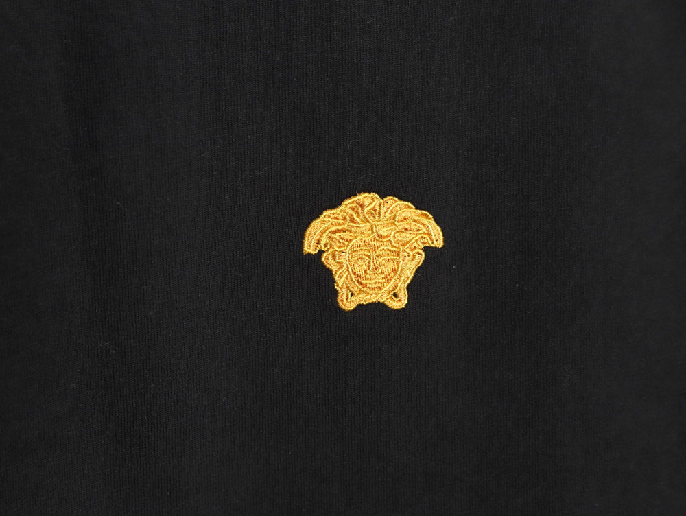 Versace Gold Logo Embroidered Short Sleeve T-Shirt tsk1