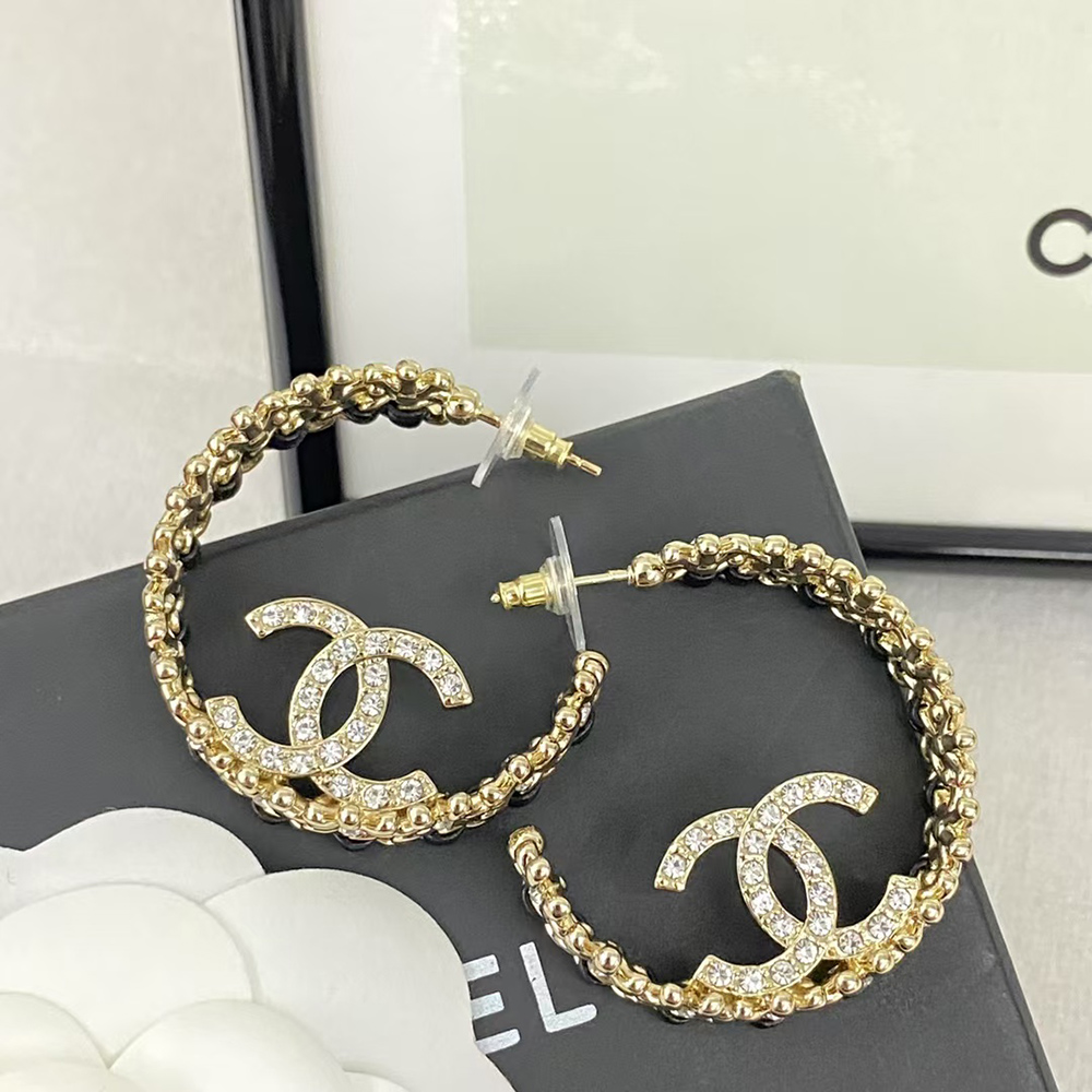 Ch*el double c logo round earrings ab7844