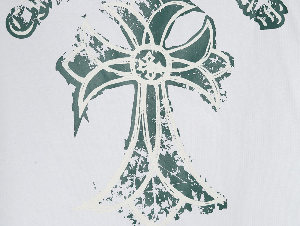 Ch**me He**ts mottled cross sanskrit print short sleeves