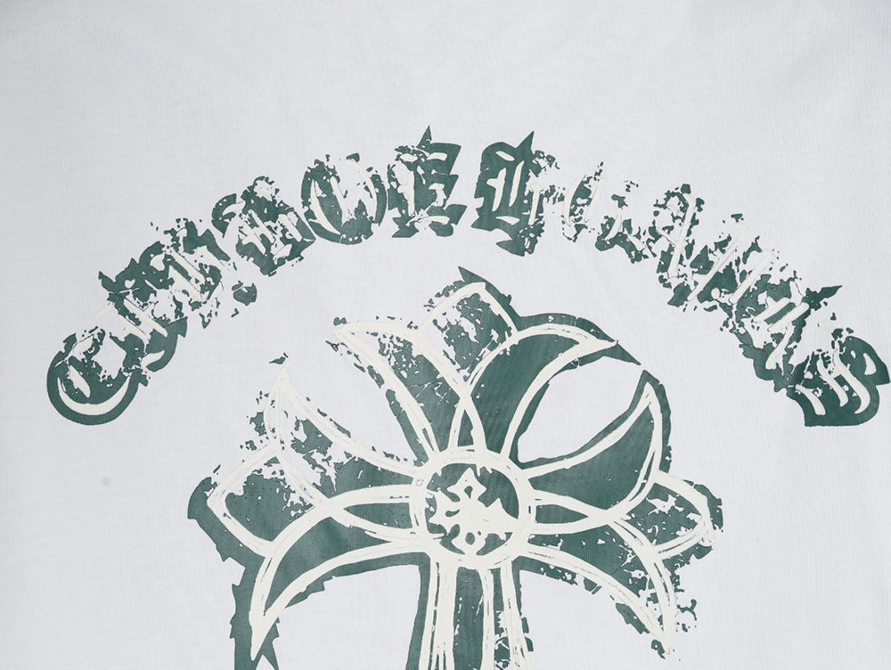 Ch**me He**ts mottled cross sanskrit print short sleeves