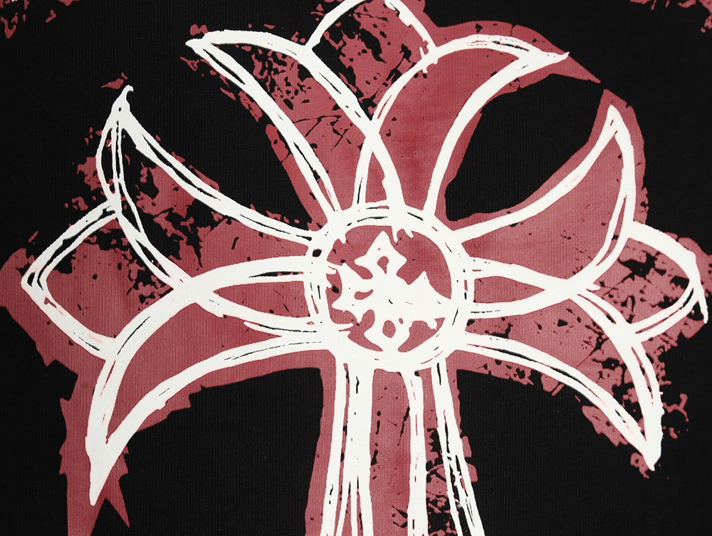 Ch**me He**ts mottled cross sanskrit print short sleeves tsk1