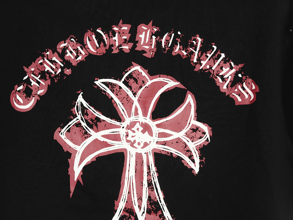 Ch**me He**ts mottled cross sanskrit print short sleeves tsk1