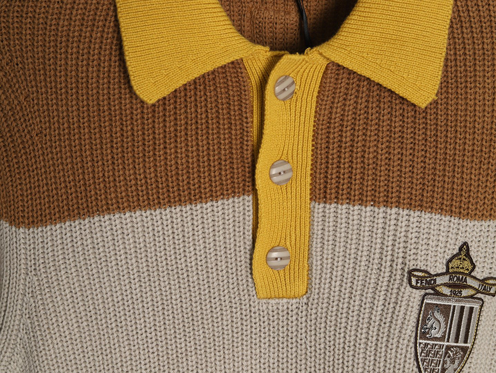 F**di badge striped jersey short sleeve polo shirt