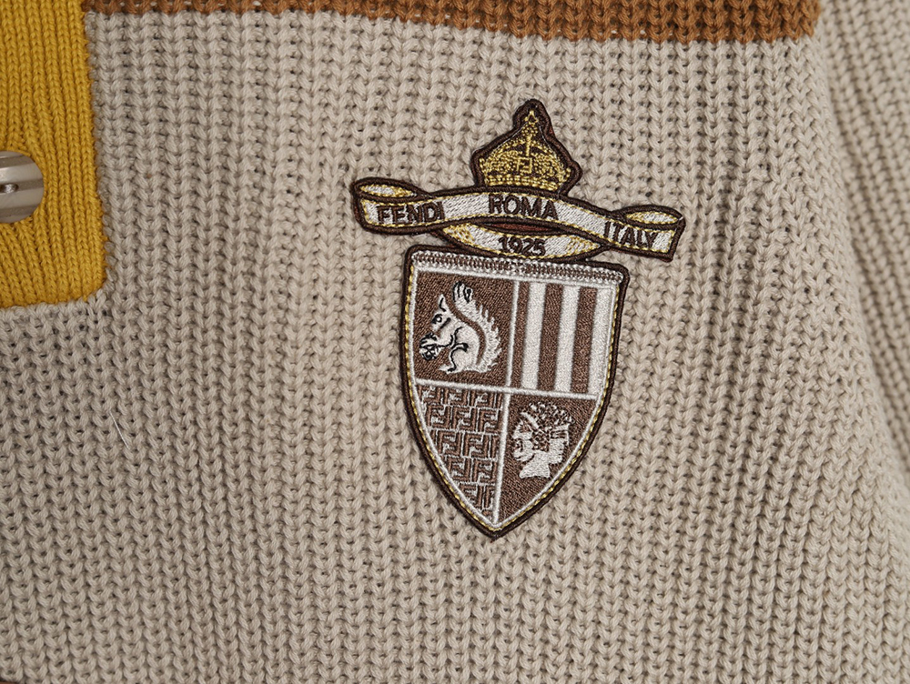 F**di badge striped jersey short sleeve polo shirt