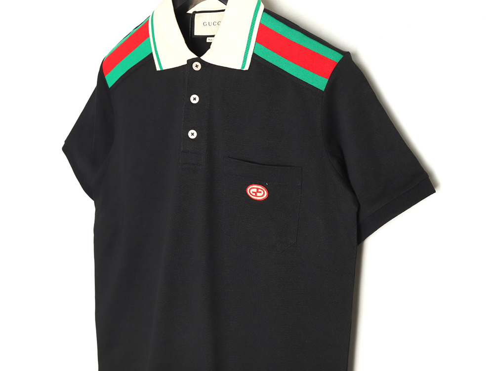 G*u*i shoulder red green web polo short sleeve