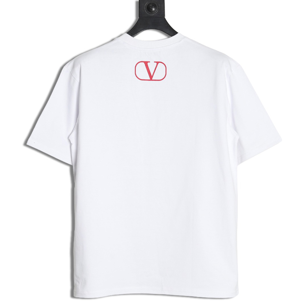 Valentino Red Letter Print Short Sleeve T-shirt
