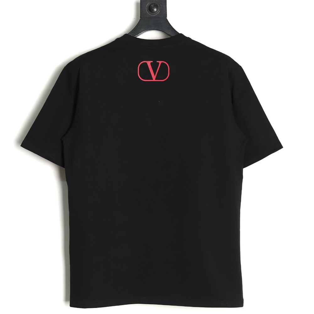 Valentino Red Letter Print Short Sleeve T-shirt TSK1