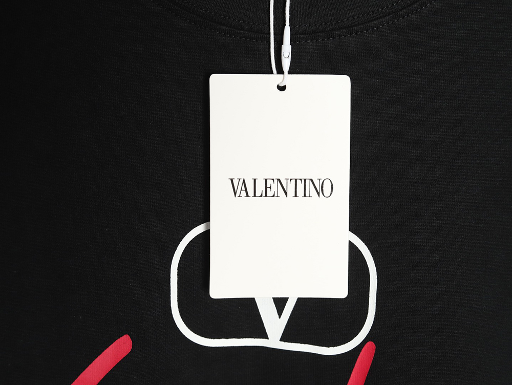 Valentino V logo red signature print short sleeve T-shirt TSK1