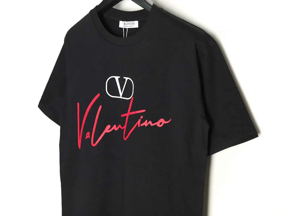 Valentino V logo red signature print short sleeve T-shirt TSK1
